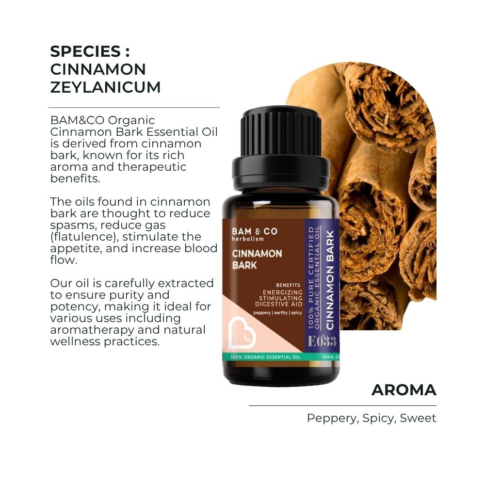 BAM & CO Cinnamon Bark Organic Essential Oil 5ml / 10ml
