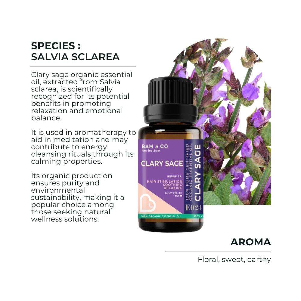 BAM & CO Clary Sage Organic Essential Oil 5ml / 10ml