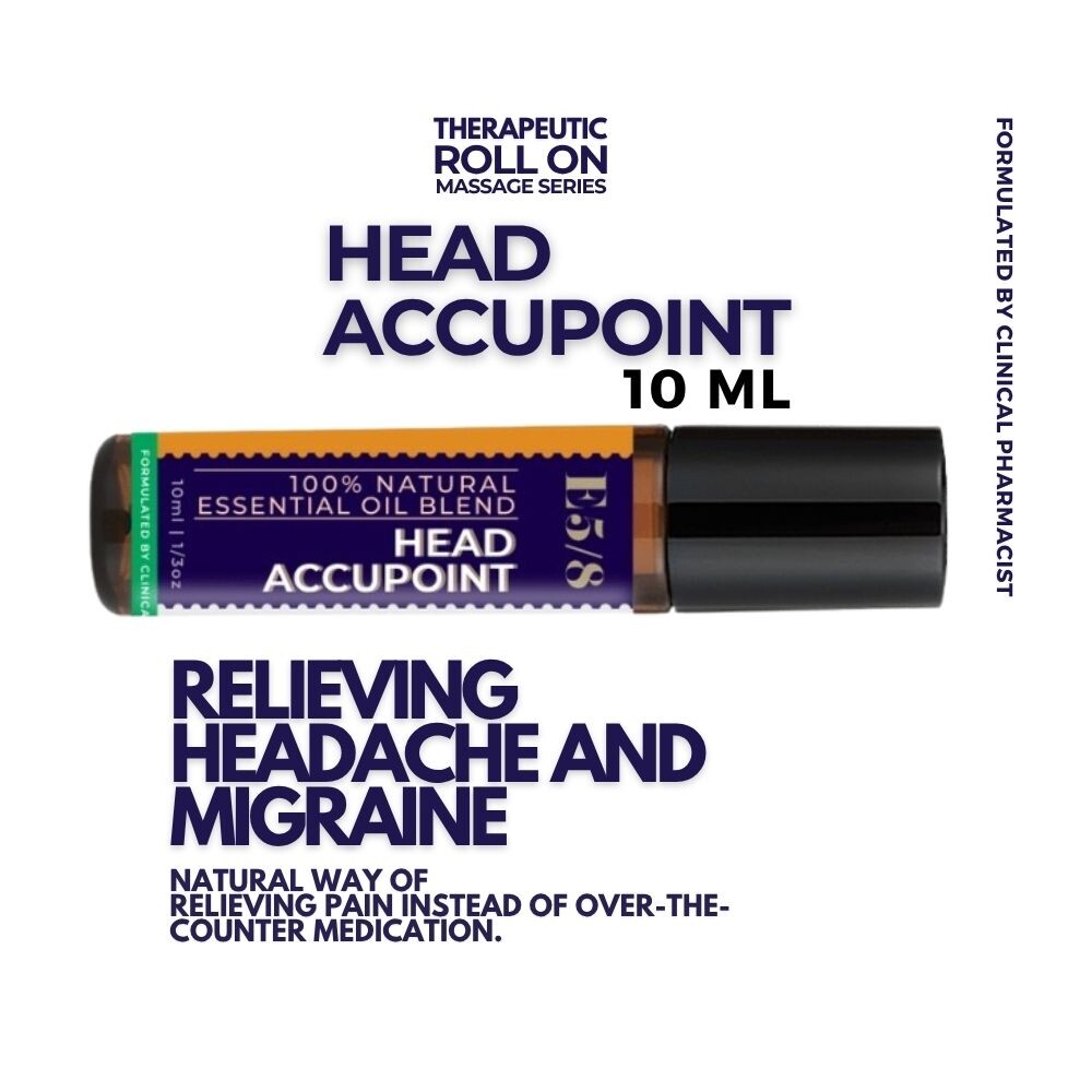 BAM & CO Head Accupoint Therapeutic Essence Essential Oil Roll On – Headache Migraine 10ml